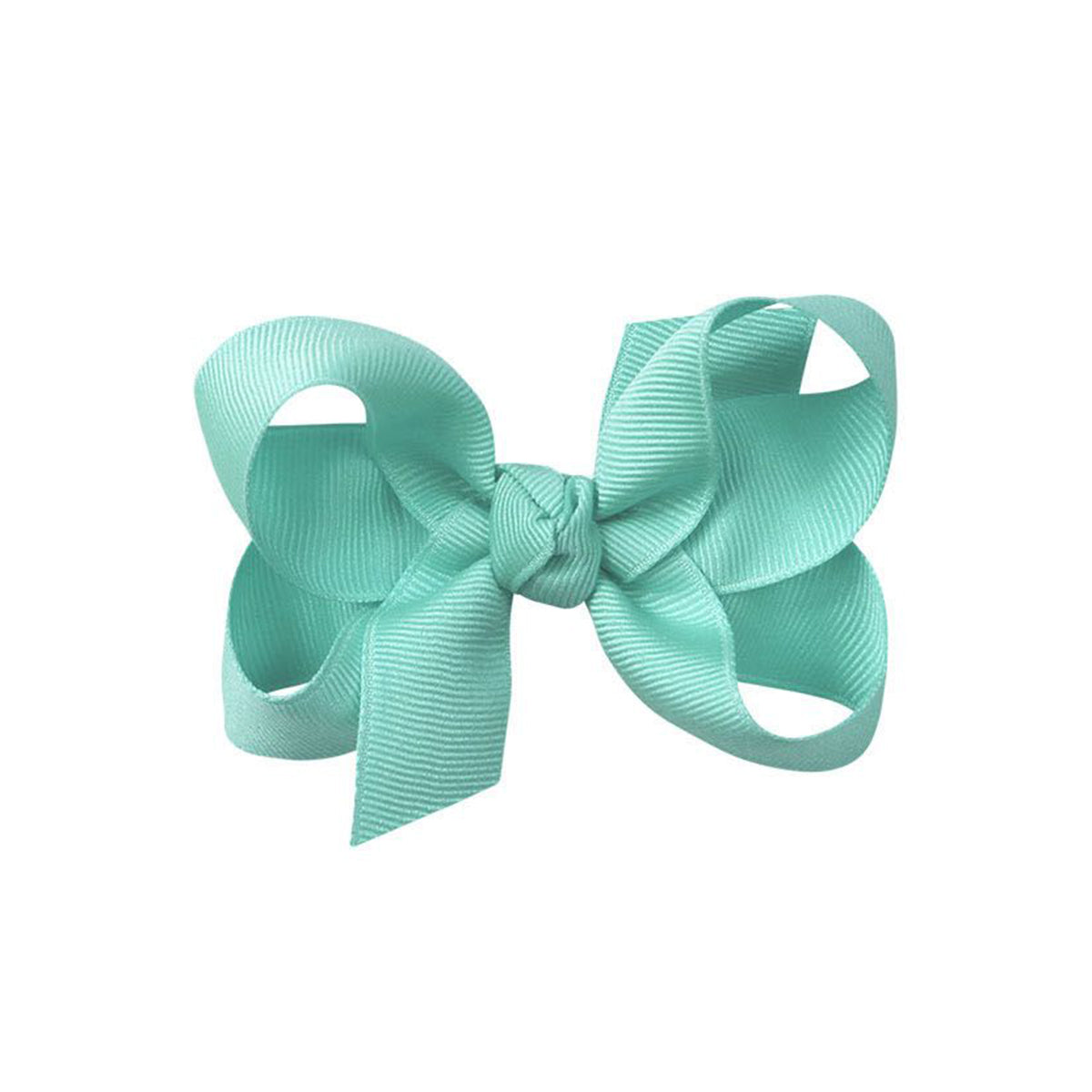 Aquamarine green grosgrain classic hair bow with double knot center.