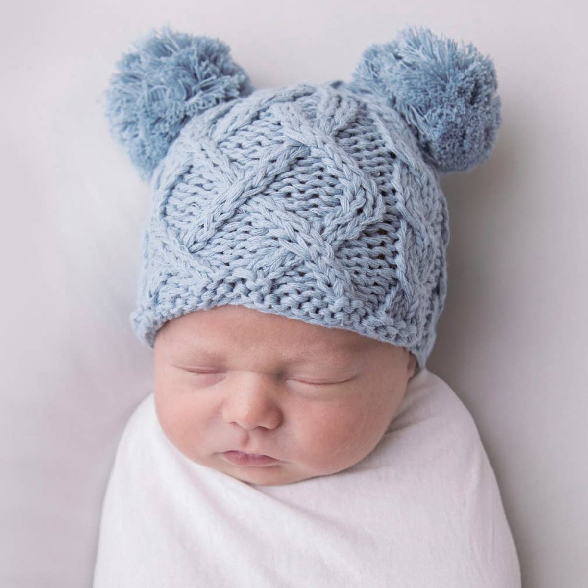 Aran Double Pom Pom Newborn Hat