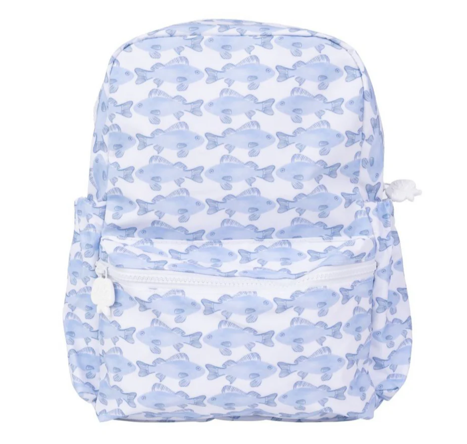 Blue Fish Print Child's Large Backpack