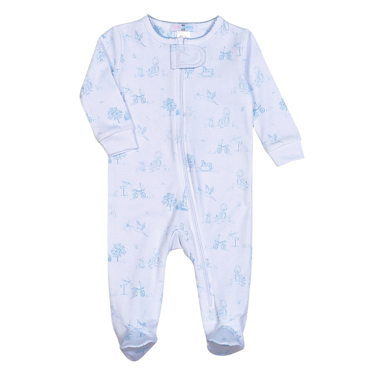 Baby Boy's Blue Toile Zippered Footie