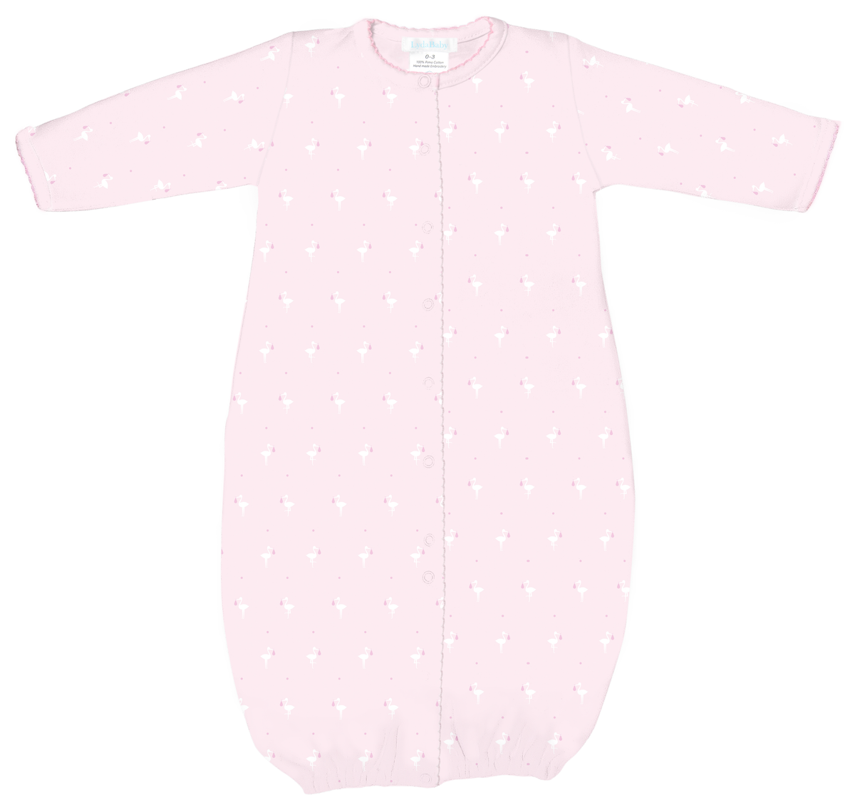 Girl's Pink Pima Cotton Baby Stork Converter Gown