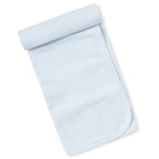 Light blue baby blanket with light blue trim