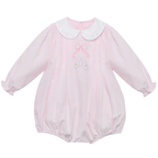 Pink baby bubble with white collar and embroidered ballet shoes