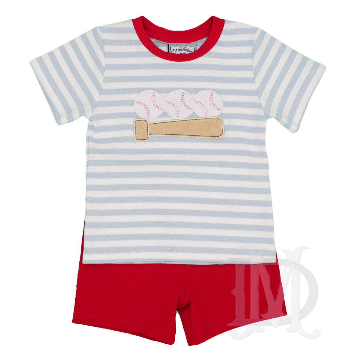 Toddler Boy's Appliqued Baseball Knit Shorts Set