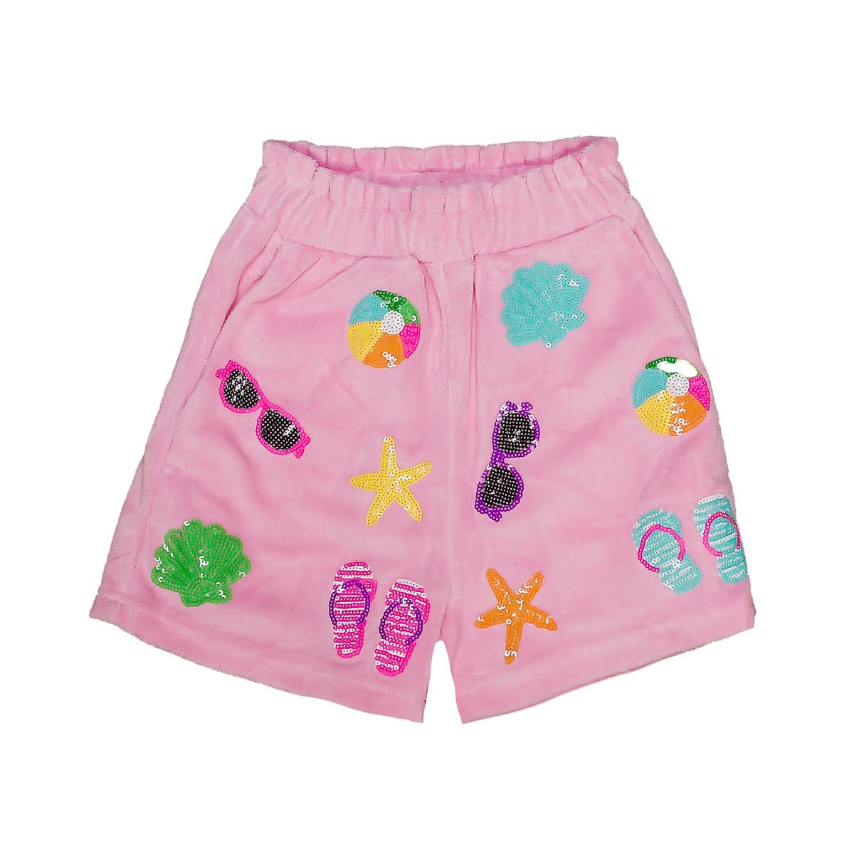 Girl's Beach Icons Sequined Pink Shorts