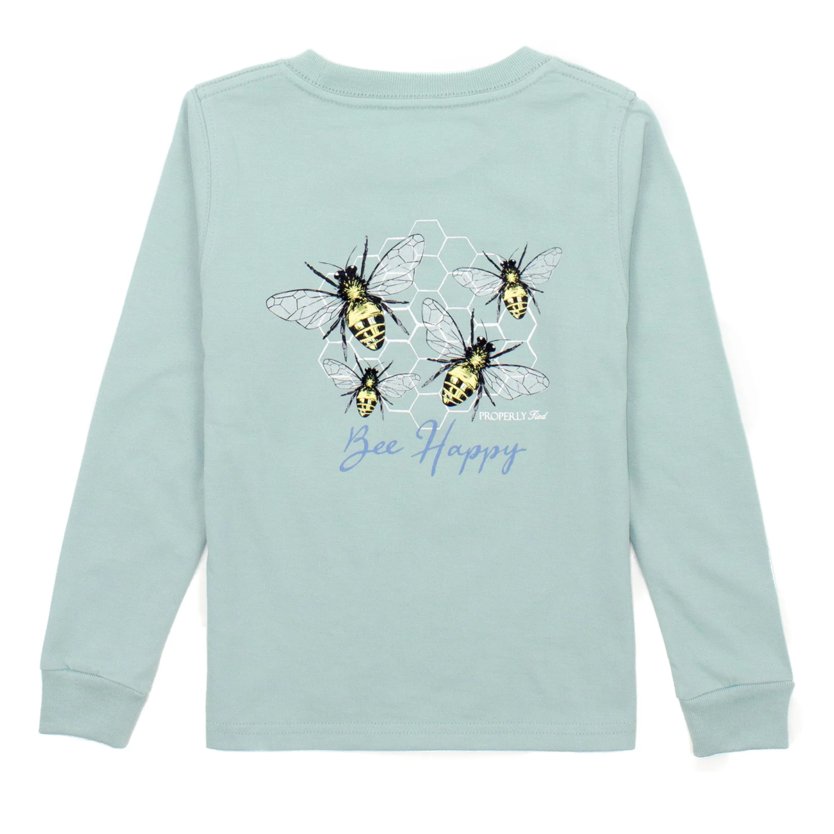 Girl's Bee Happy on Marine Mist Logo T-Shirt