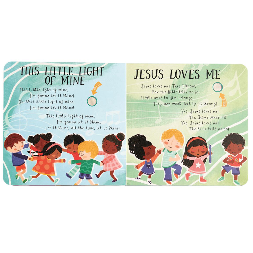 Children's book with illustrations of children and Sunday School songs.