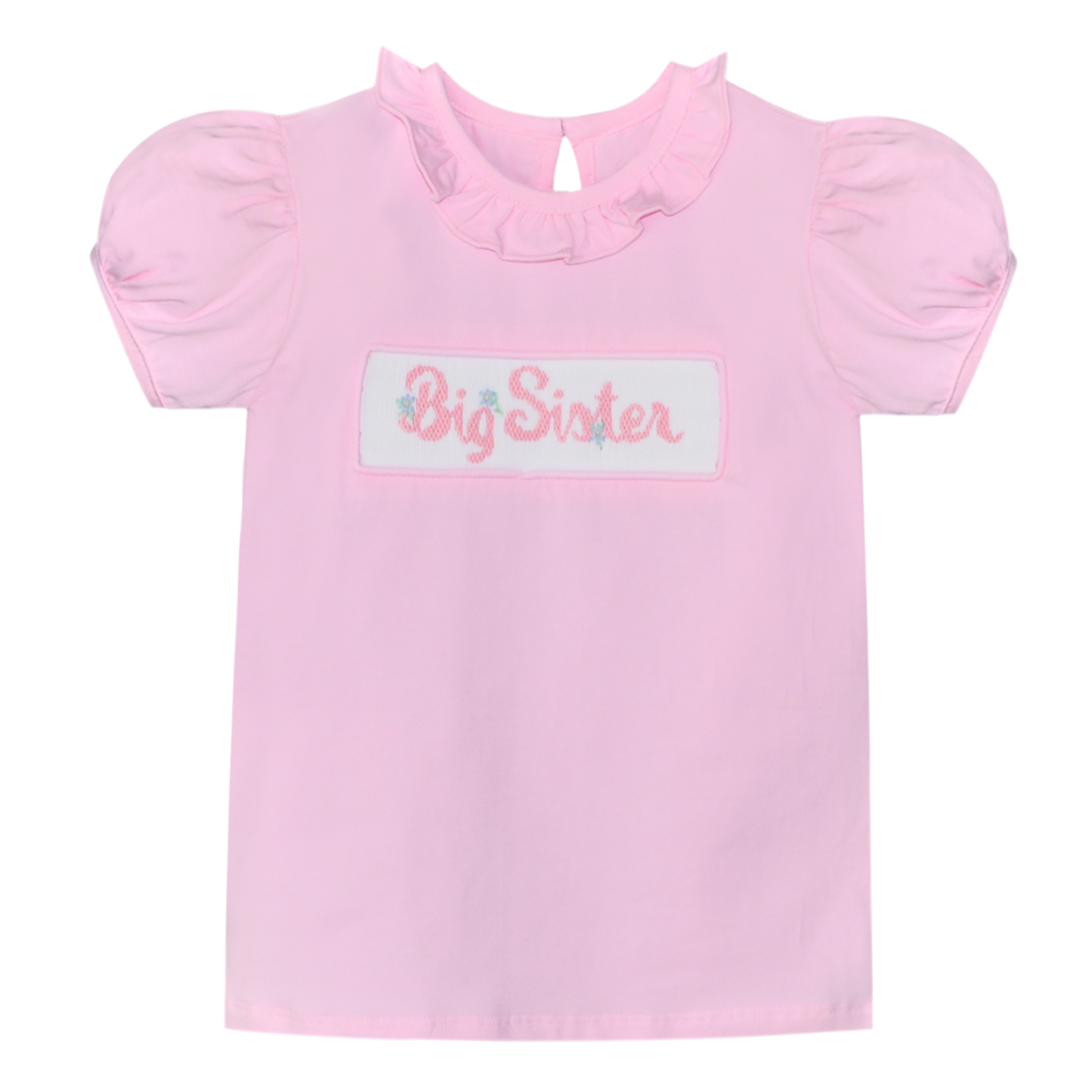 Girl's Big Sister Smocked Pink Shirt