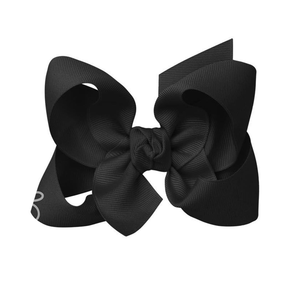 Black grosgrain classic hair bow with double knot center.