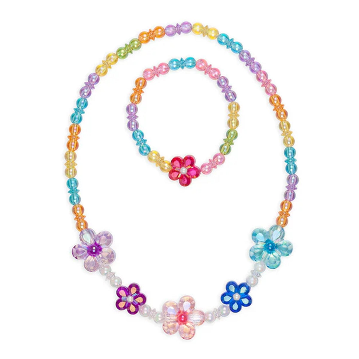 Girl's Blooming Beads Necklace and Bracelet Set