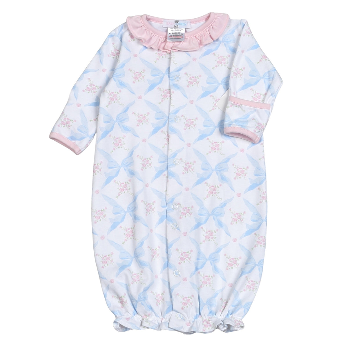 Girl's Blue Bows Pima Cotton Converter Gown