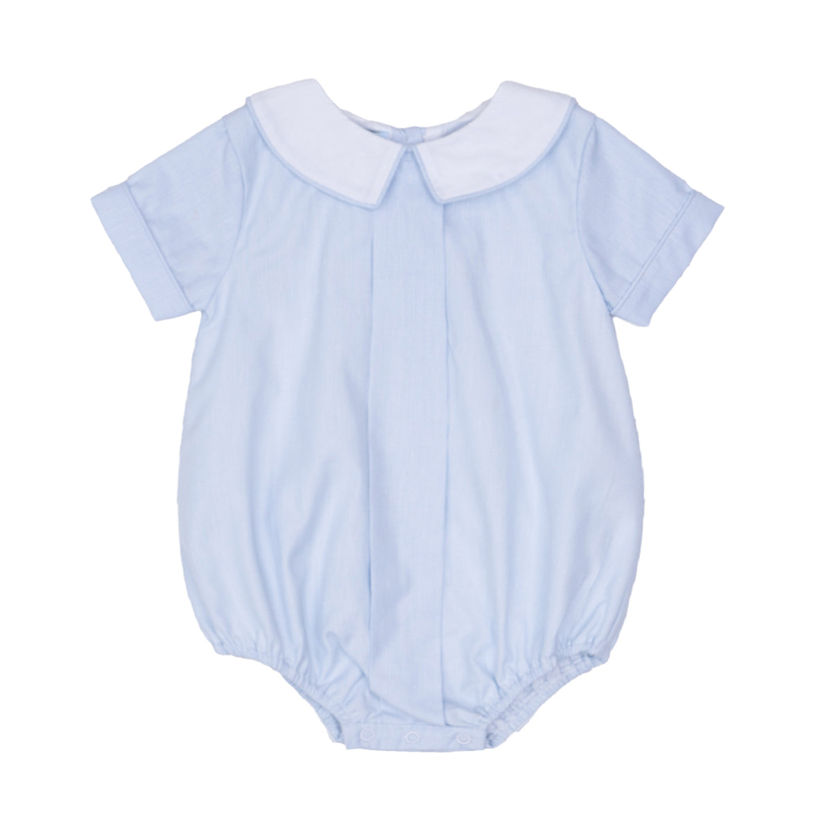 Baby boy light blue micro stripe bubble with white collar