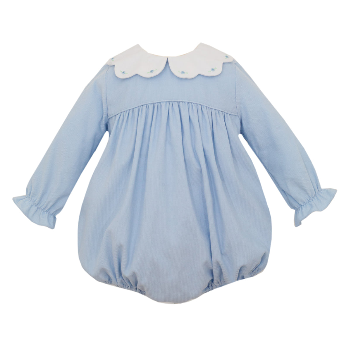 Blue Corduroy Scalloped Collar Bubble