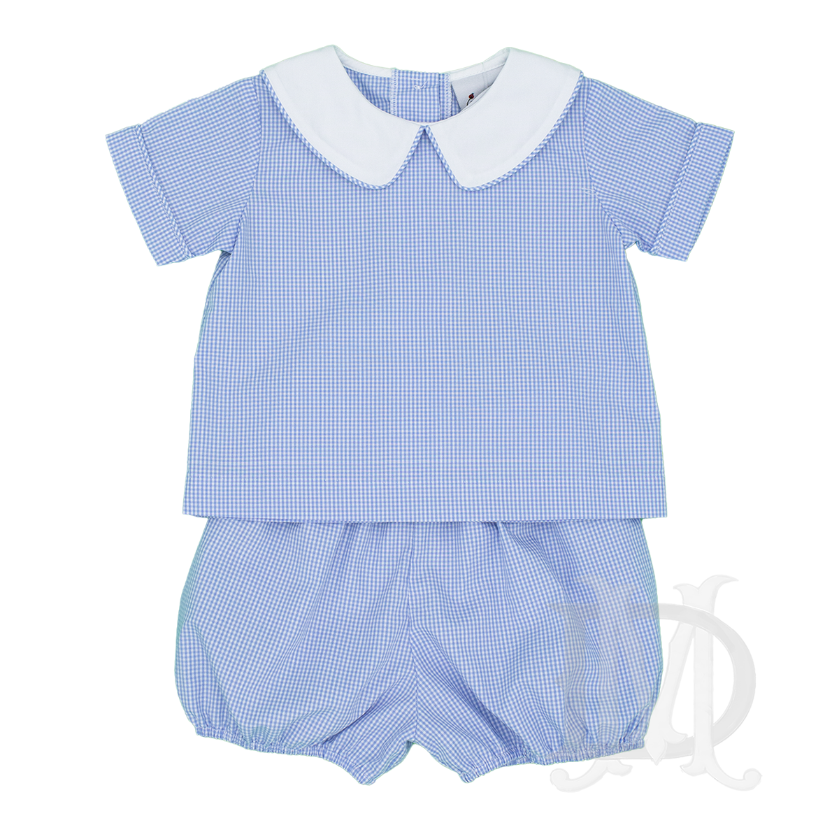 Blue Gingham Baby Boy's Shorts Set by Delaney