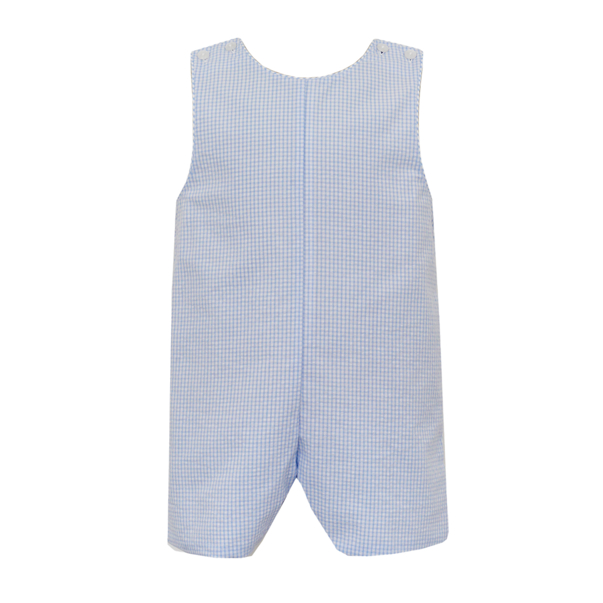 Boy's Blue Gingham Seersucker Shortall by Claire & Charlie