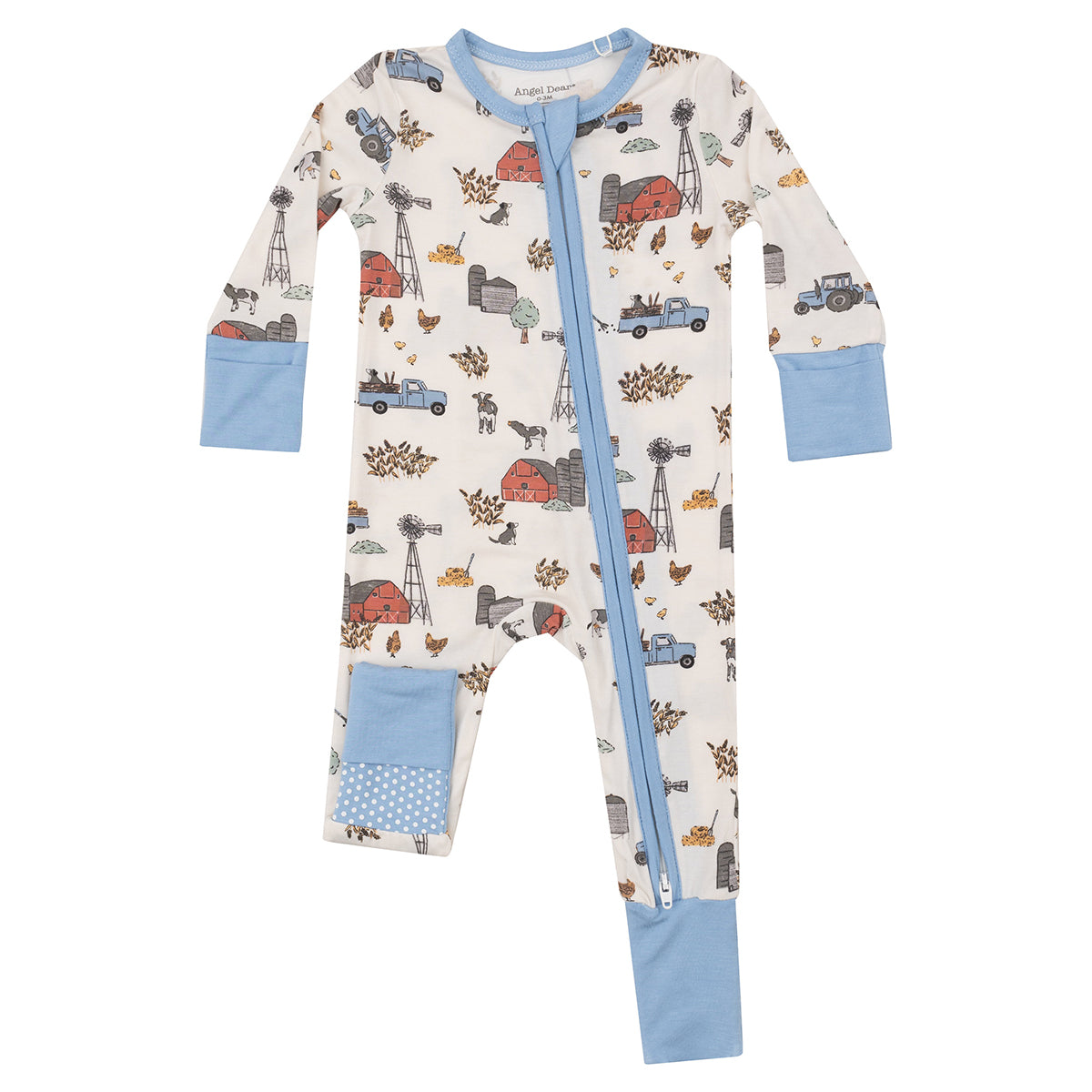 Boy's Hay Farmer Blue Zippered Romper