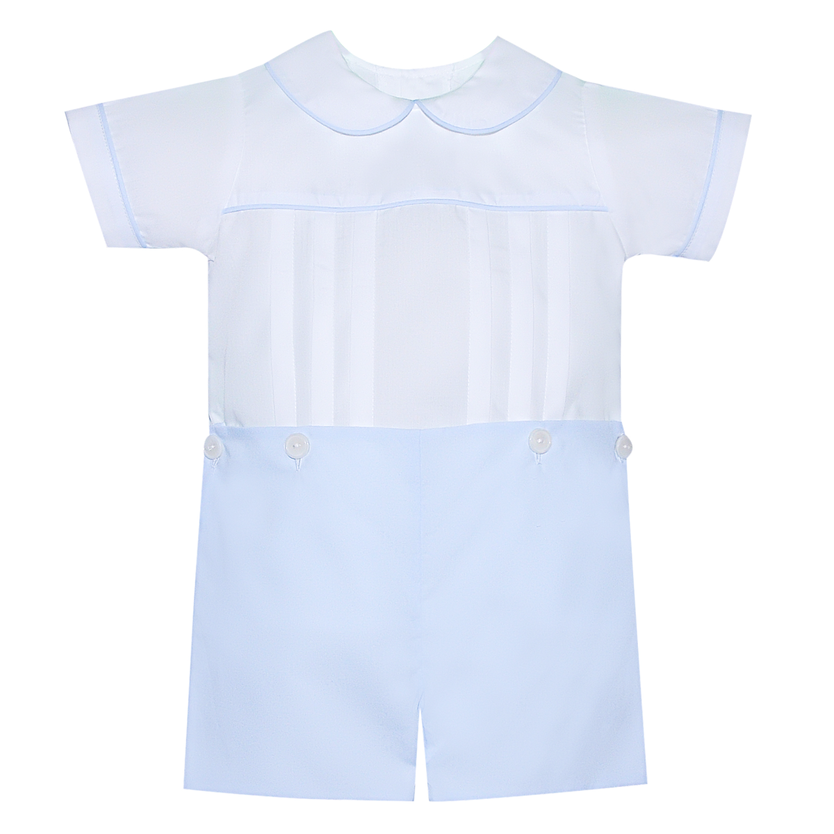 Boy's Blue and White Button-On Romper