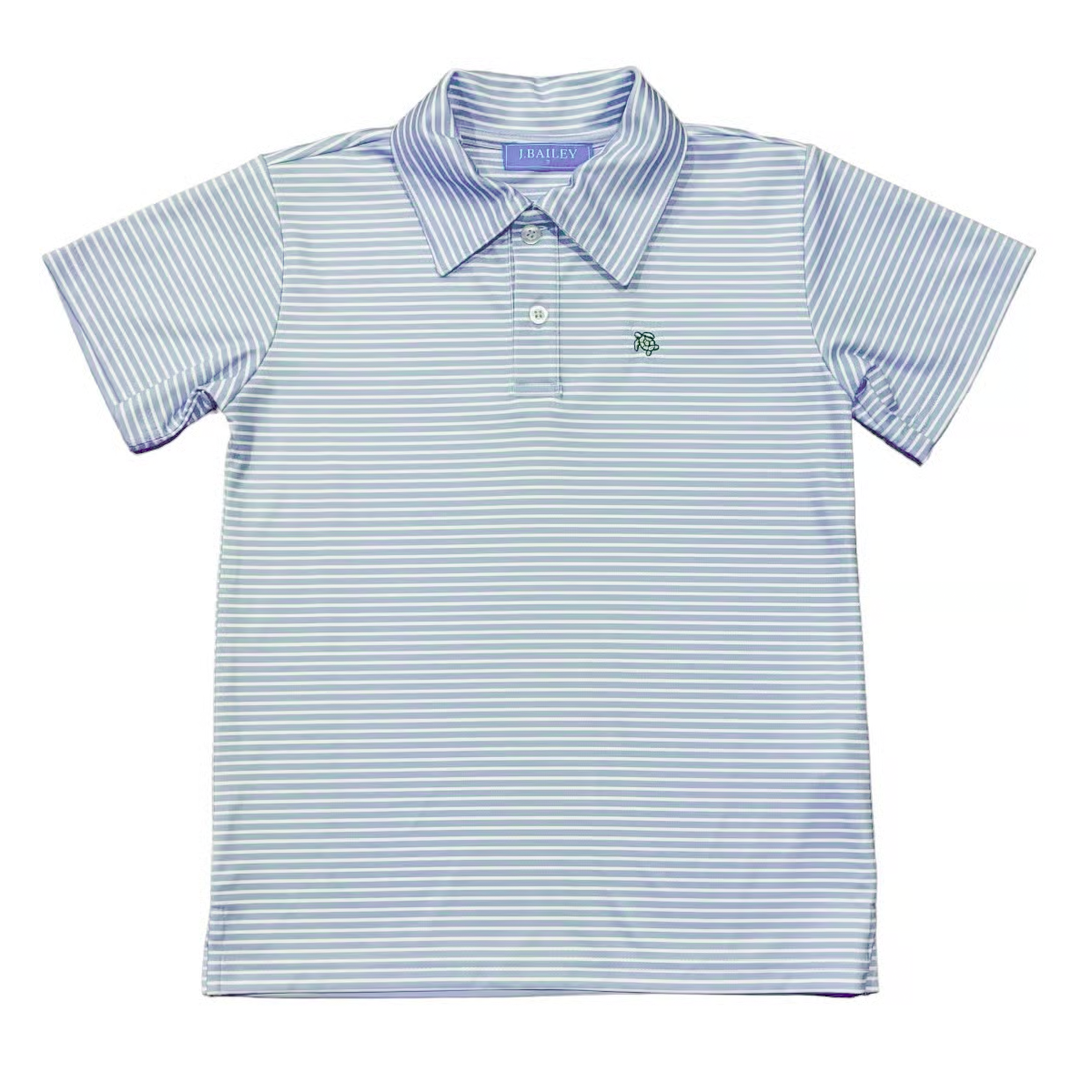 J. Bailey Boys Blue Striped Performance Polo Shirt