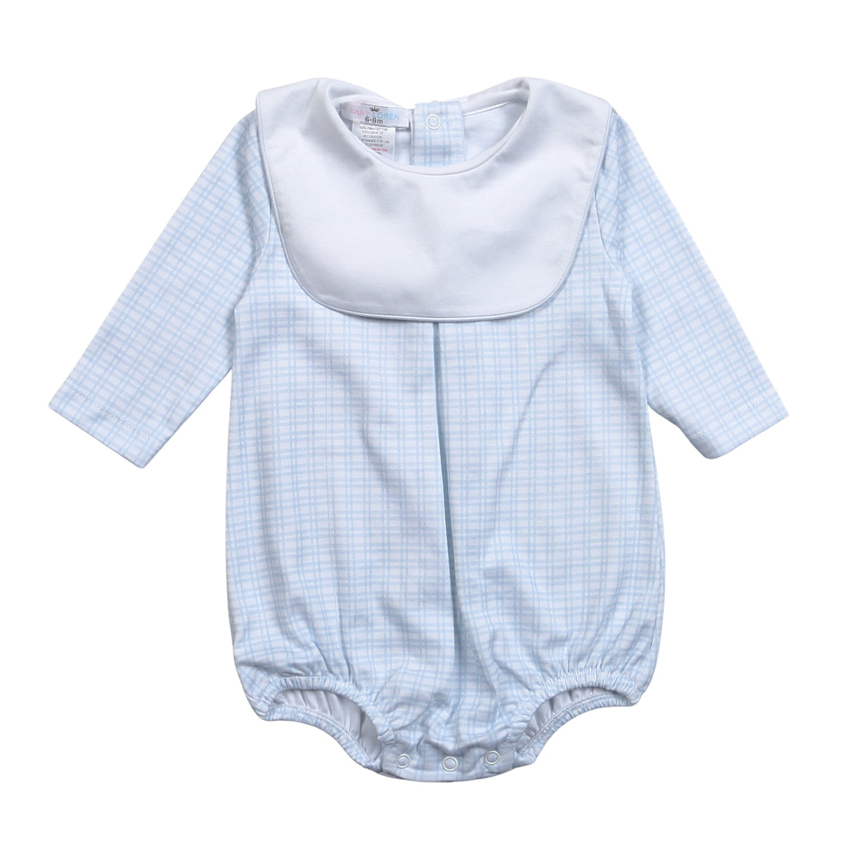 Boy's Pima Cotton Blue Plaid Collared Bubble