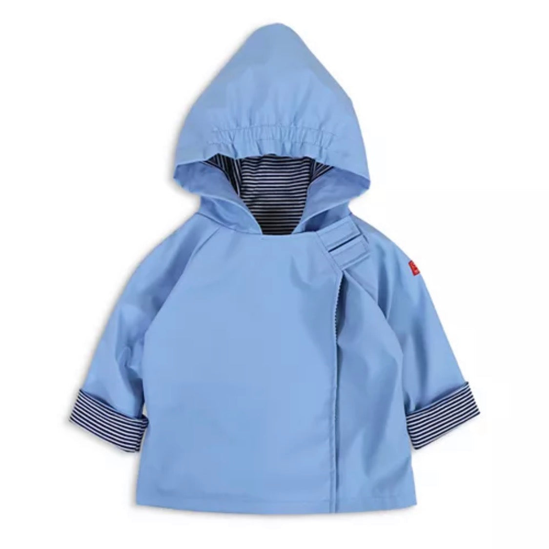 Blue children's raincoat with striped cuffs by American Widgeon 