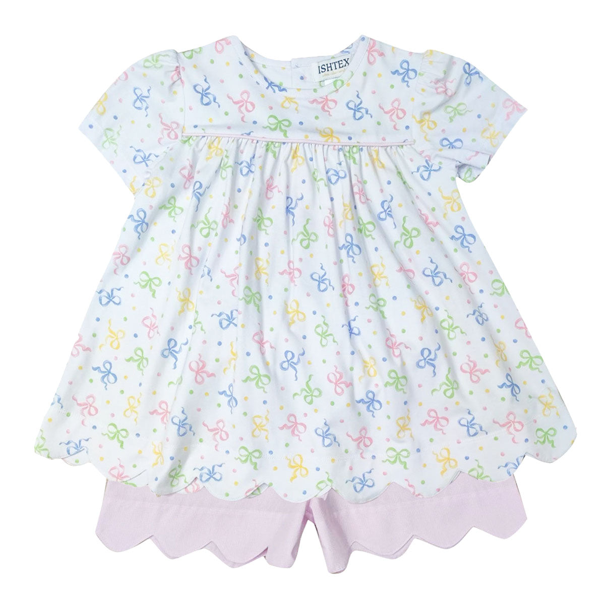 Girl's Bow Scalloped Shorts Set