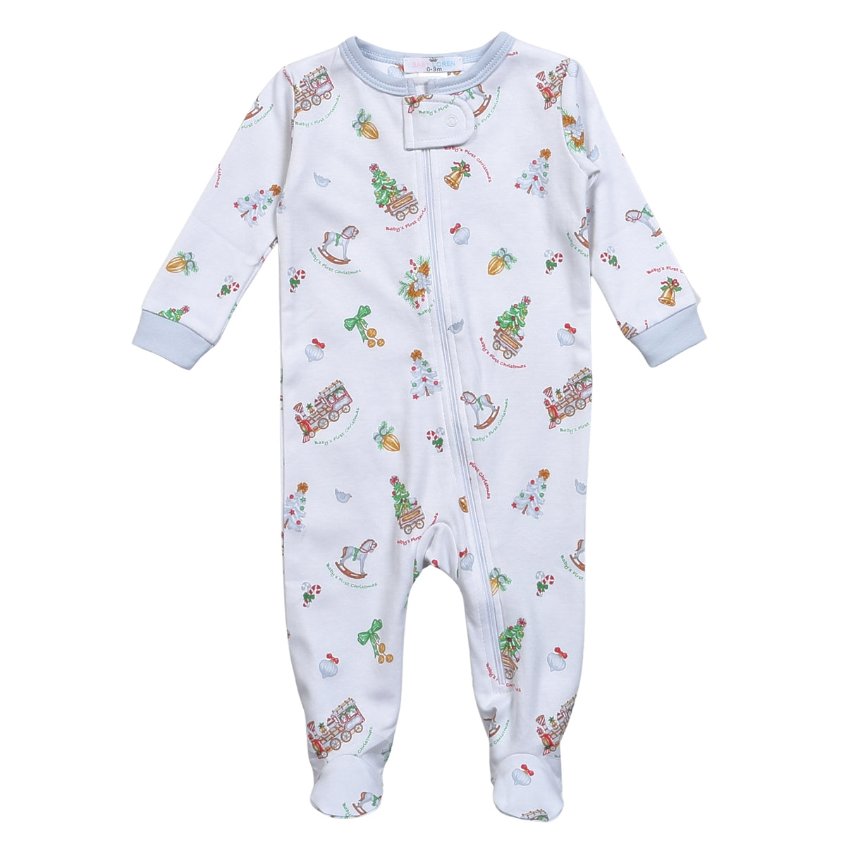 Boy's Baby's First Christmas Zippered Footie