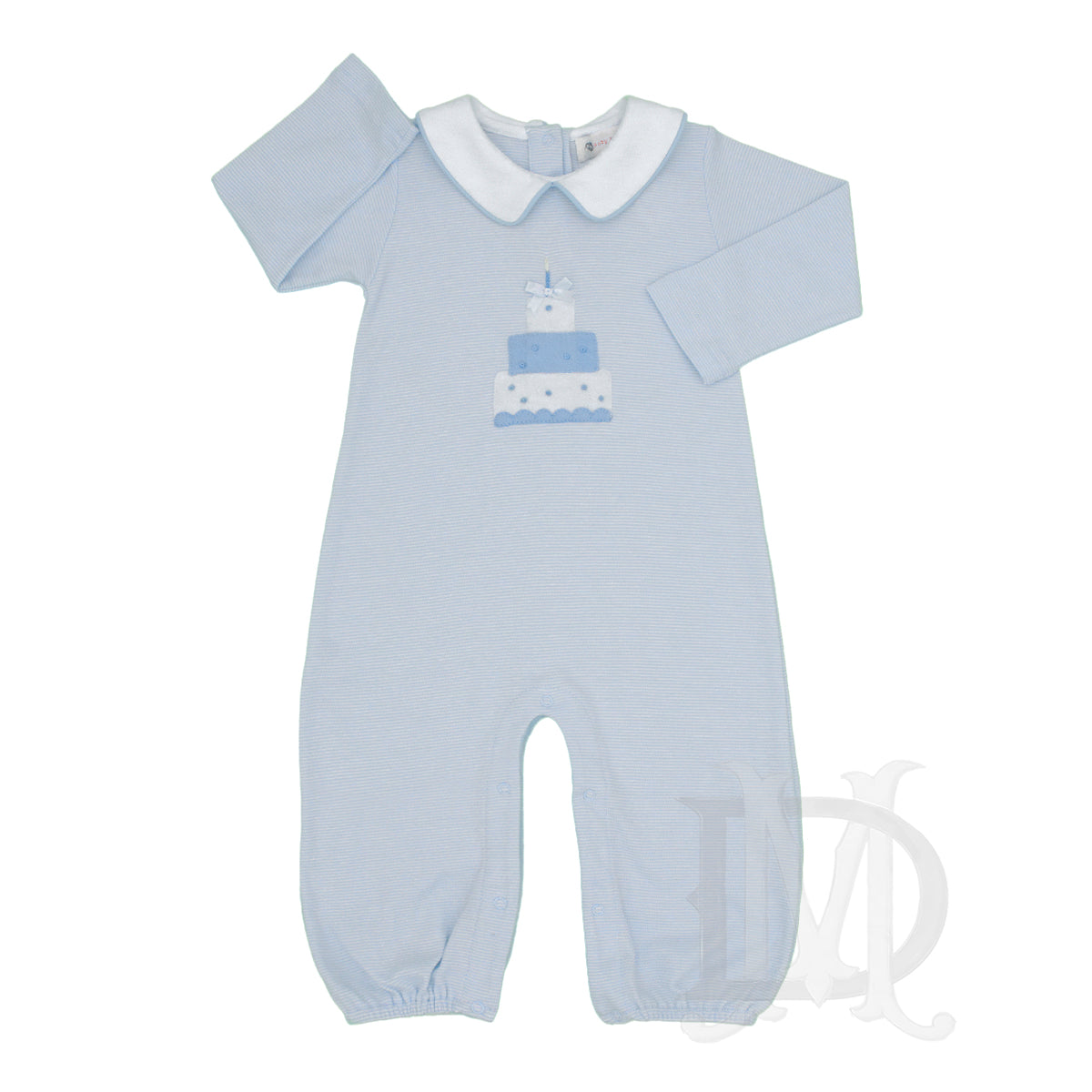 Boy's Birthday Cake Appliqued Romper