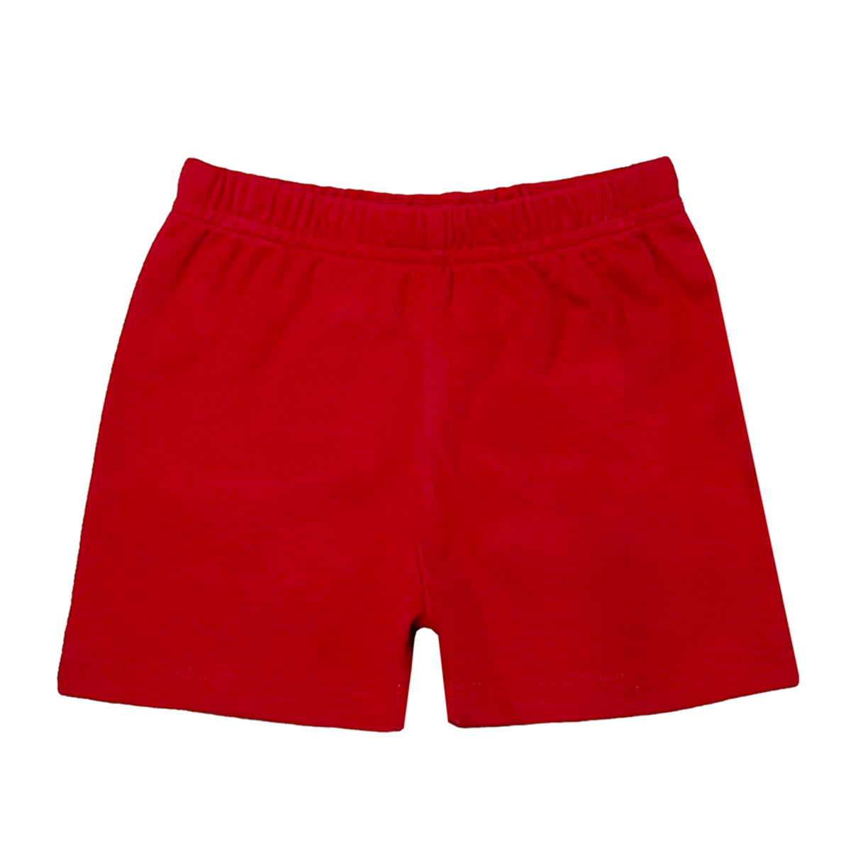 Red knit pull-on toddler boy shorts with an elastic waistband.