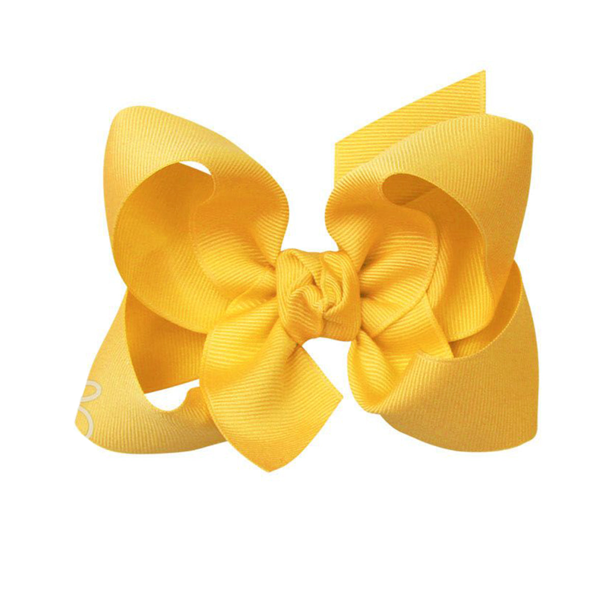 Bright yellow grosgrain classic hair bow with double knot center.