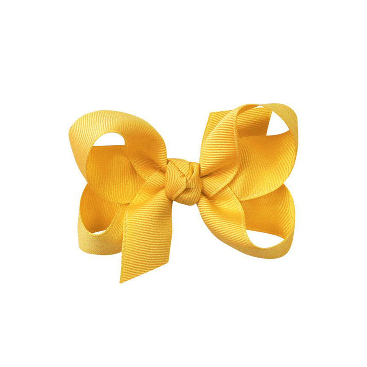 Bright yellow grosgrain classic hair bow with double knot center.