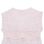 Baby girl pink smocked bodice with rose embroidery