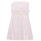 Toddler girl pink smocked dress with rose embroidery and bow