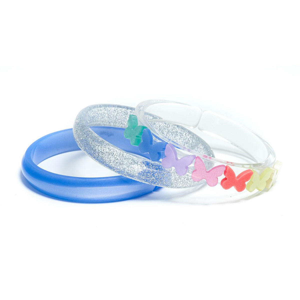 Girl's Spring Butterflies Acrylic Bangle Bracelet Set