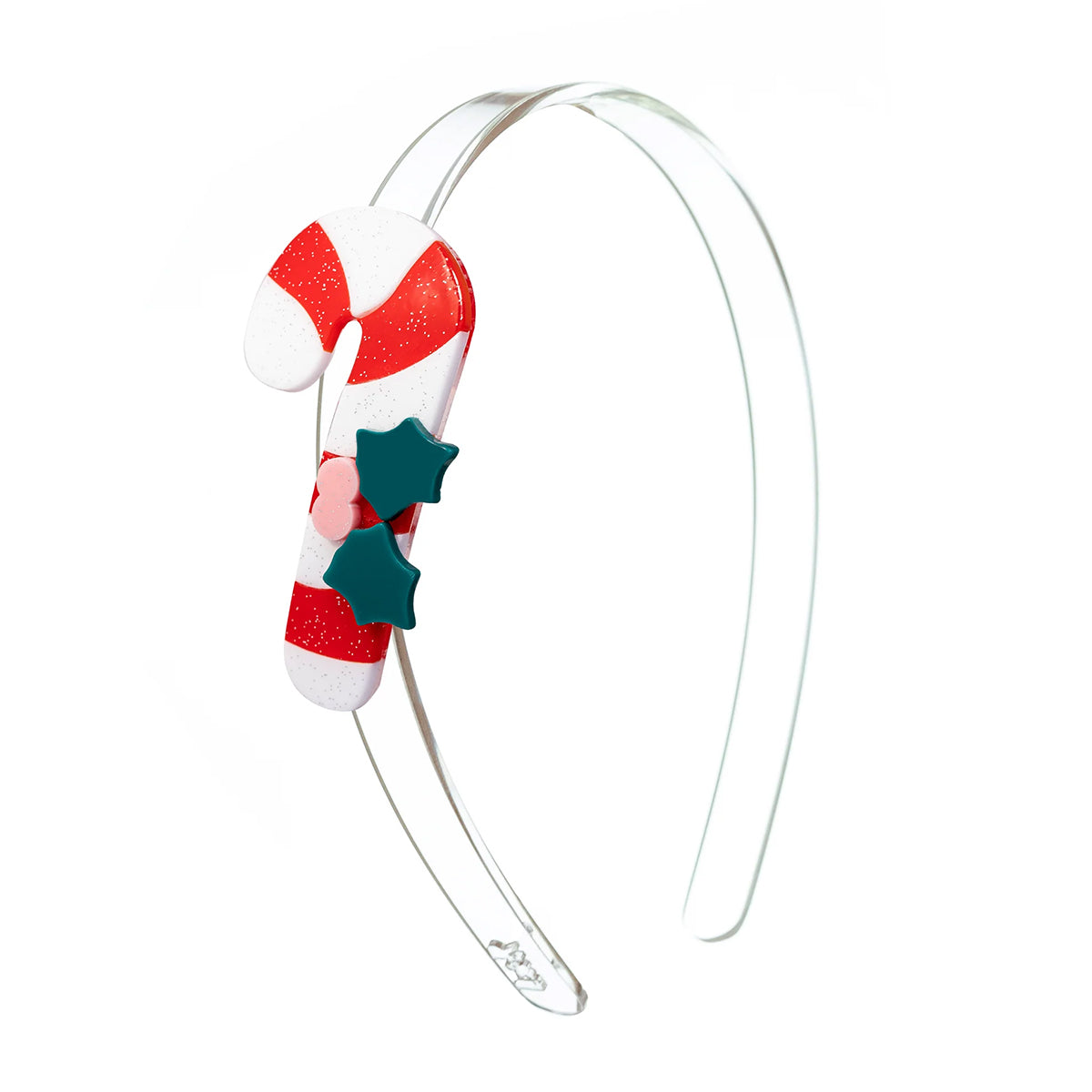 Candy Cane and Holly Acrylic Christmas Headband by Lilies & Roses