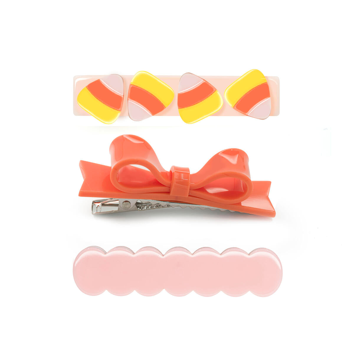 Candy Corn Bowtie Fall Halloween Acrylic Hair Clips by Lilies & Roses
