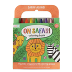 On Safari coloring book with crayons.