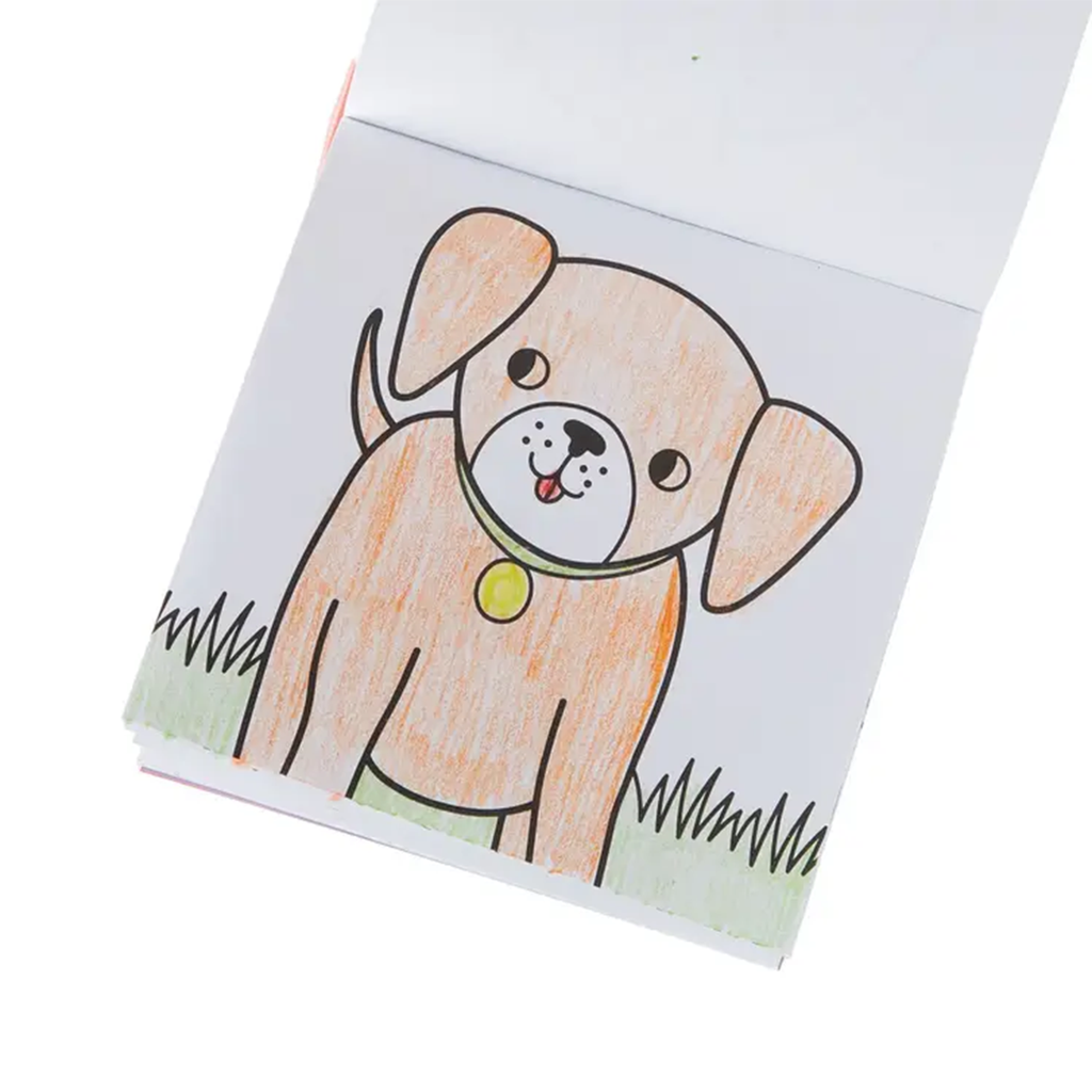 Coloring book with a cartoon dog on a white background