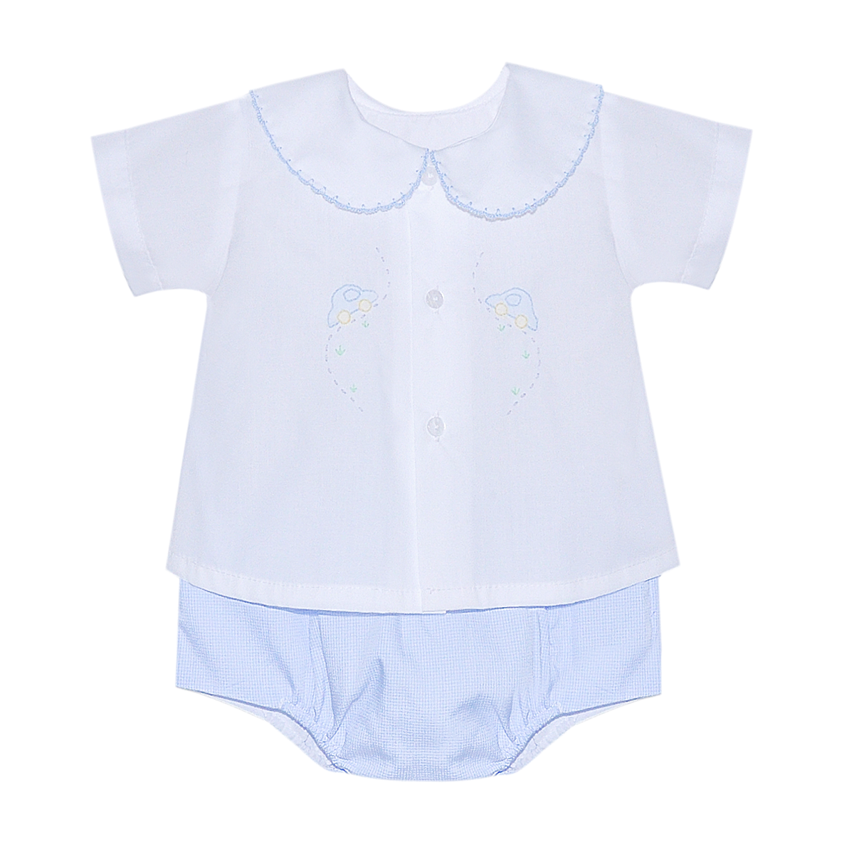 Baby Boy's Embroidered Cars Diaper Set