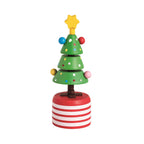 Wooden Christmas tree collapsible figurine on red stripe base