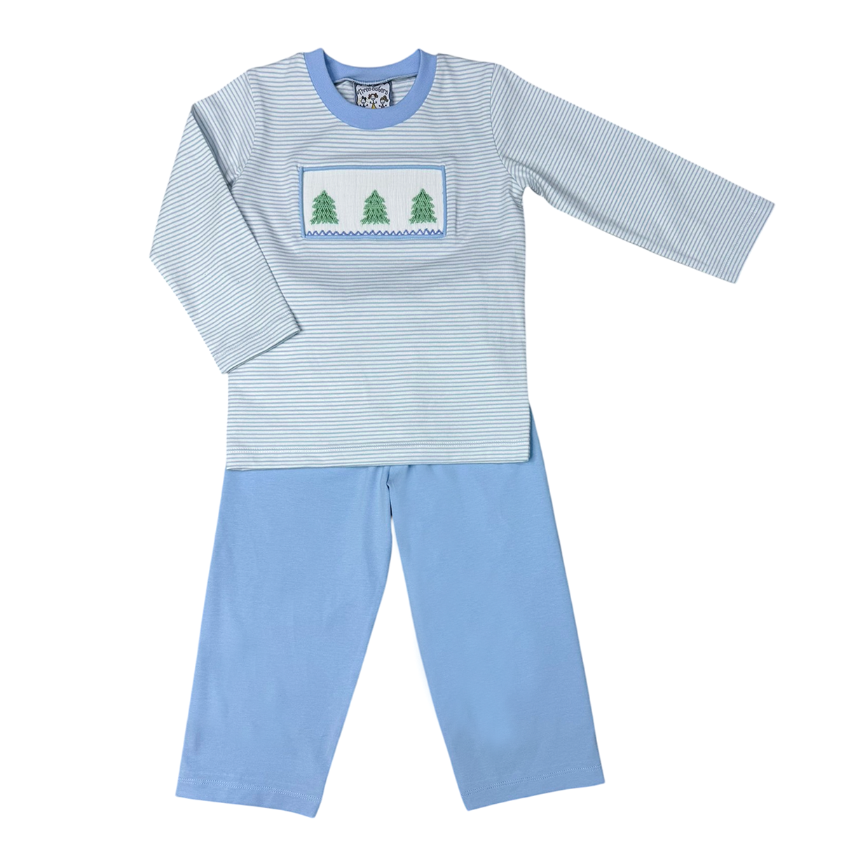 Boy's Christmas Trees Smocked Pant Set
