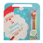 Santa Claus Christmas holiday coloring sets for kids with erasable markers and a handle.