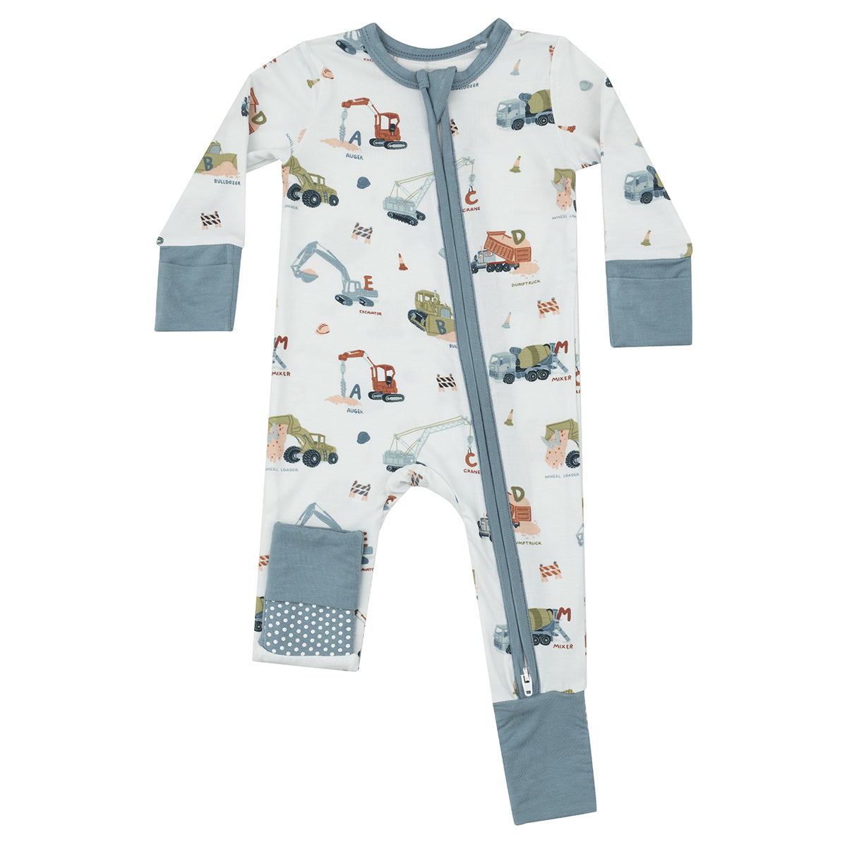 Boy's Construction Alphabet Zippered Romper