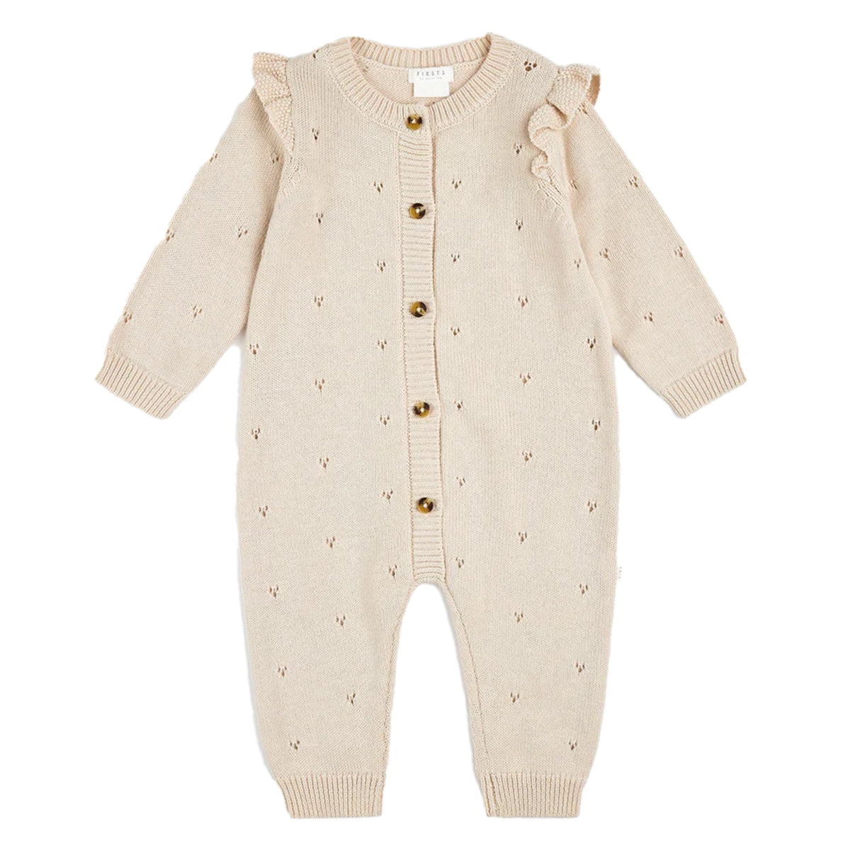 Girl's Creme Pointelle Knit Playsuit