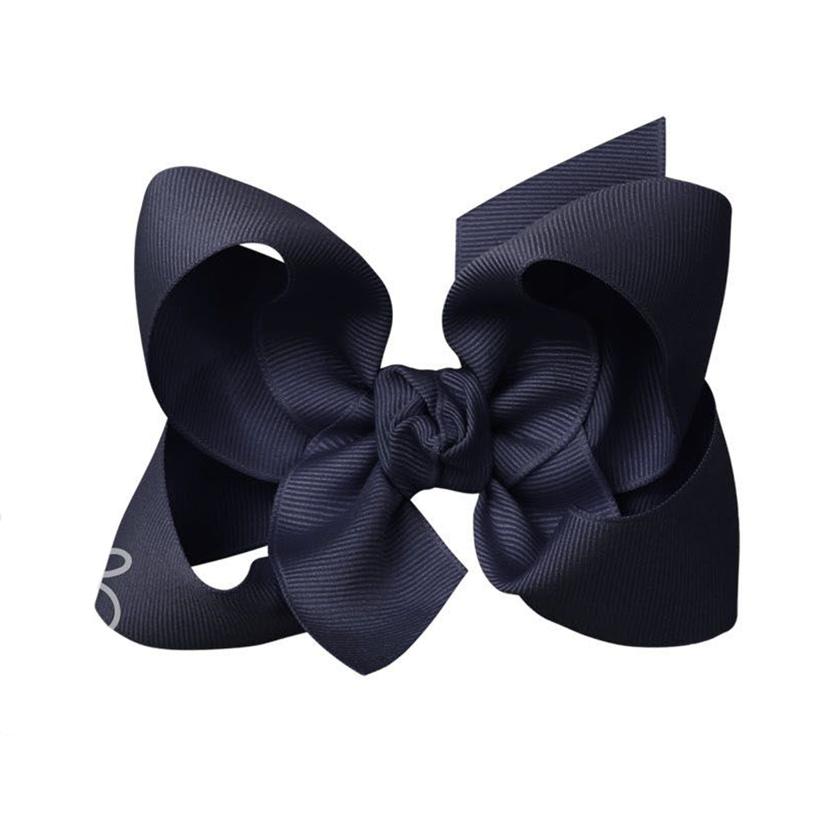 Dark navy blue grosgrain classic hair bow with double knot center.