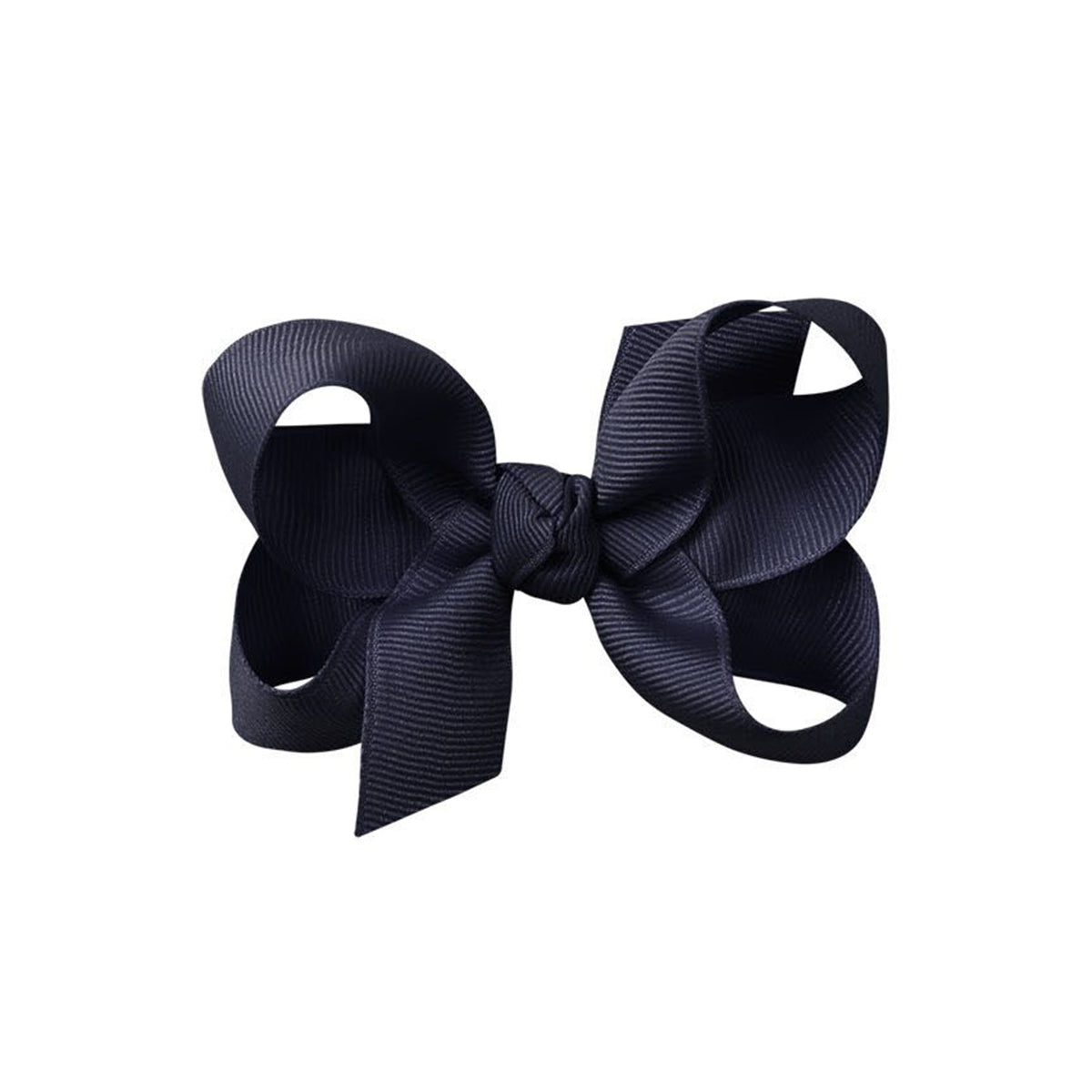 Dark navy blue grosgrain classic hair bow with double knot center.