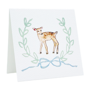 Baby Toddler Gift Enclosure Card Deer with Blue Bow