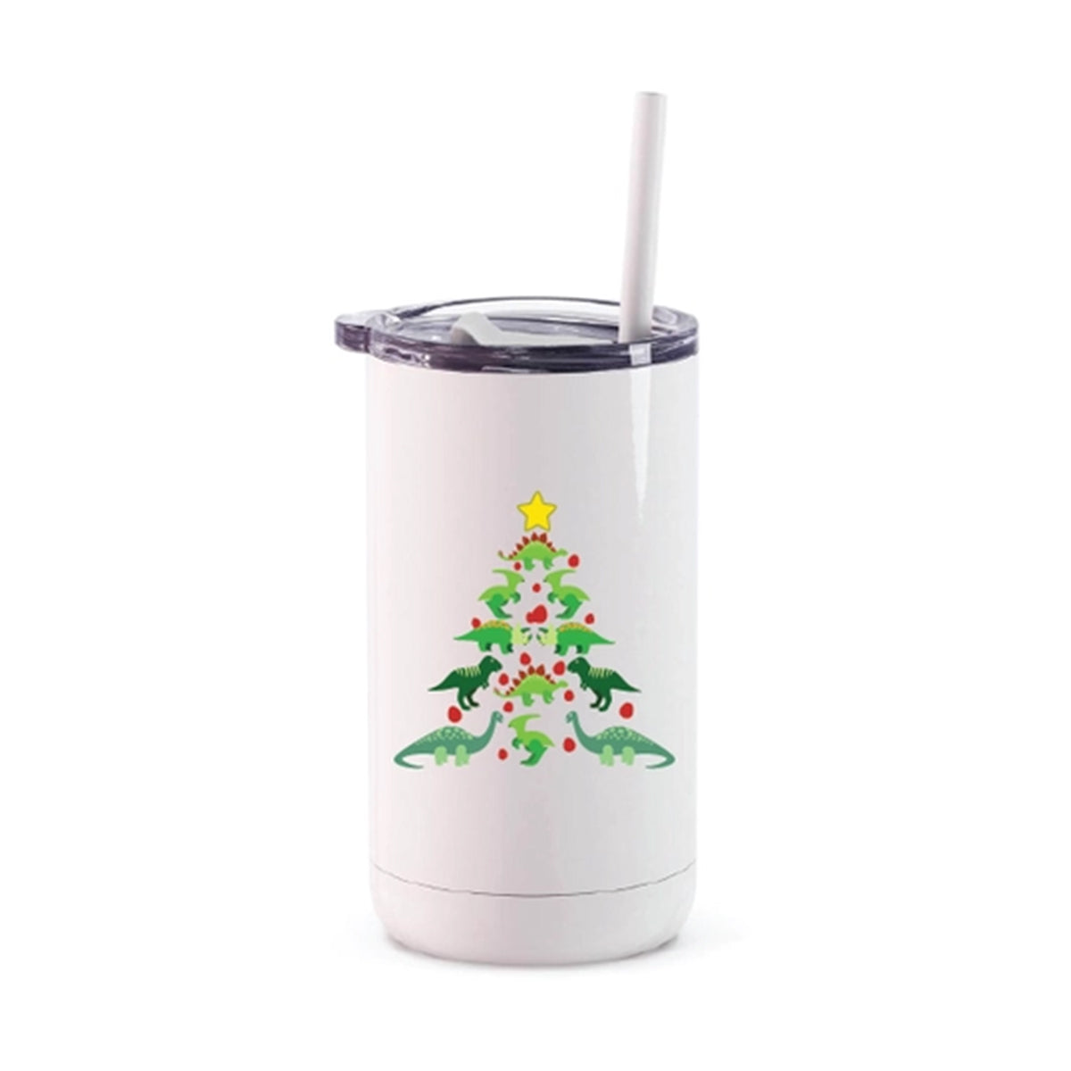 Dino Tree Christmas Children's Cup Insulated with Straw