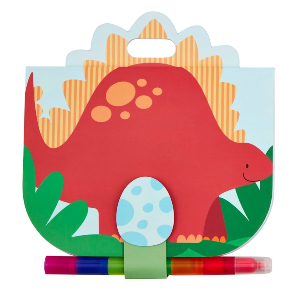 Dinosaur shaped drawing pad and markers for kids