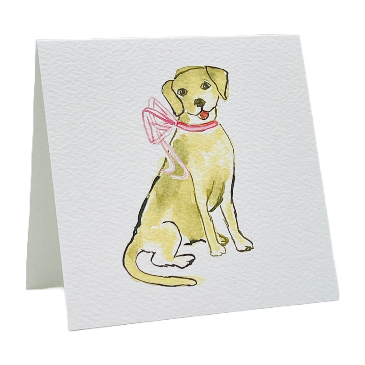 Baby Toddler Gift Enclosure Card Dog with Pink Bow