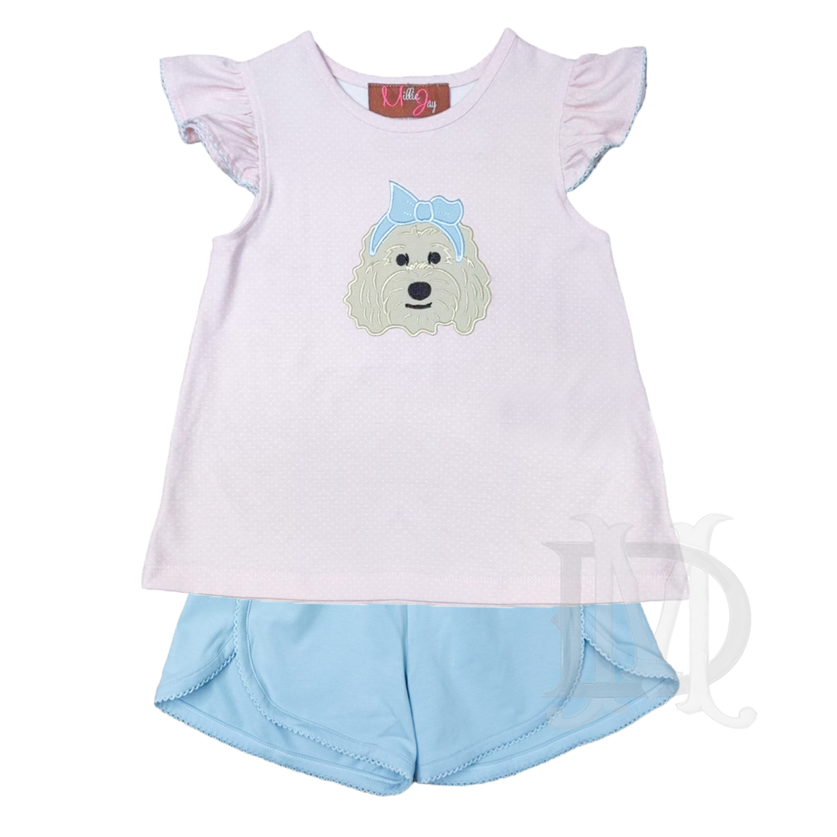 Girl's Dolly the Doodle Appliqued Shorts Set